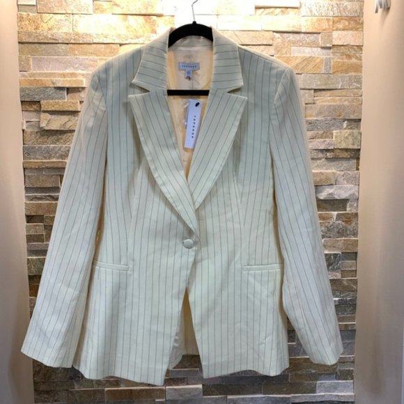 🎁 TOPSHOP Pinstripe Button Front Blazer - Picture 4 of 7